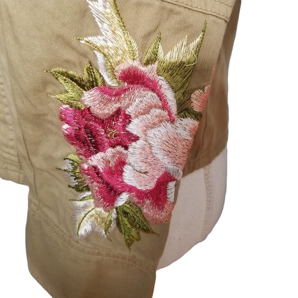Johnny Was Tan Button Down Embroidered Jacket Size Small - Picture 6 of 9